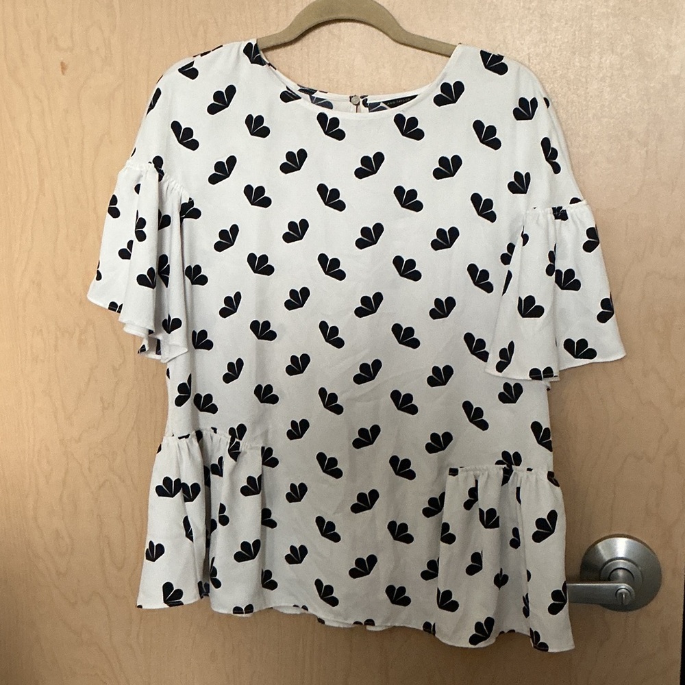 Ann Taylor Black and White Floral Blouse